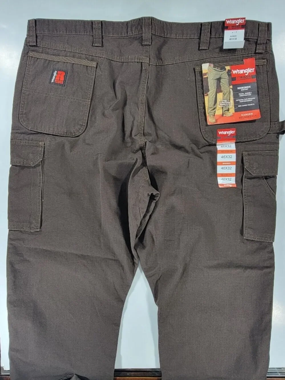 NEW Wrangler Riggs Pants 46x32 Brown Ripstop Ranger Relaxed Fit Workwear NWT